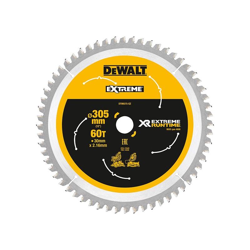 Dewalt Power Tools XR FlexVolt Mitre Saw Blade 305 x 30mm x 60T DeWALT Power Tools - RockBottom Northampton