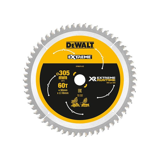 Dewalt Power Tools XR FlexVolt Mitre Saw Blade 305 x 30mm x 60T DeWALT Power Tools - RockBottom Northampton