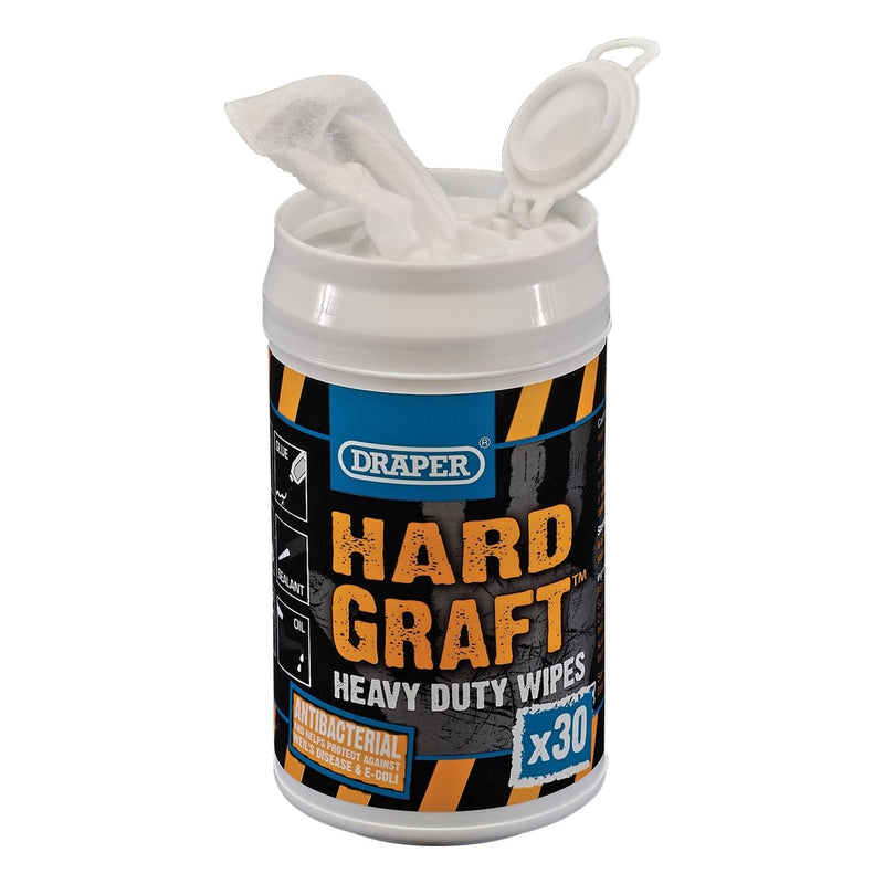 Draper Draper Hard Graft Wipes (Tub of 30) Draper - Town Tools