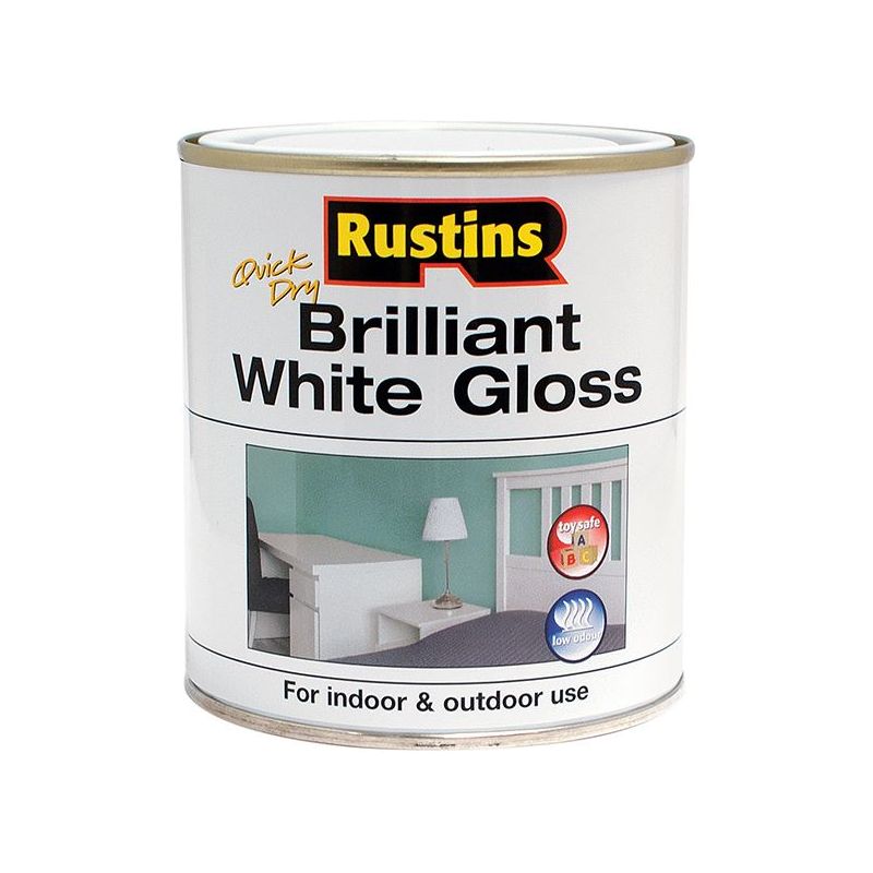 Rustins Quick Dry Brilliant White Gloss 1 Litre Rustins - RockBottom Nothampton