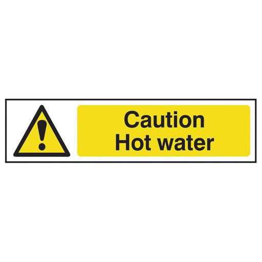Scan Caution Hot Water - PVC Sign 200 x 50mm Scan - RockBottom Nothampton