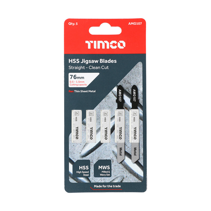 TIMCO Jigsaw Blades Metal Cutting HSS Blades - T118A
