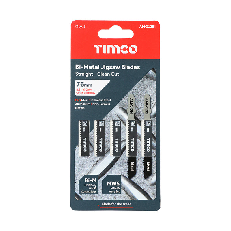TIMCO Jigsaw Blades Metal Cutting Bi-Metal Blades - T118AF
