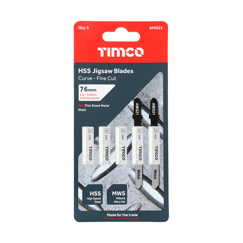 TIMCO Jigsaw Blades Metal Cutting HSS Blades - T118A