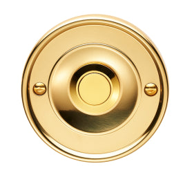 Round Bell Push - Polished Brass 65 x 7