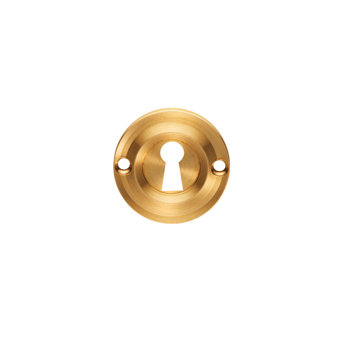 Victorian Escutcheon Lock Profile Round Face Fix - Satin Brass