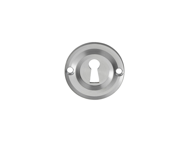 Victorian Escutcheon Lock Profile Round Face Fix - Satin Chrome 42MM