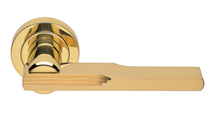 Veronica Lever On Concealed Fix Round Rose Otl (Polished Brass) - Polished Brass 51MM