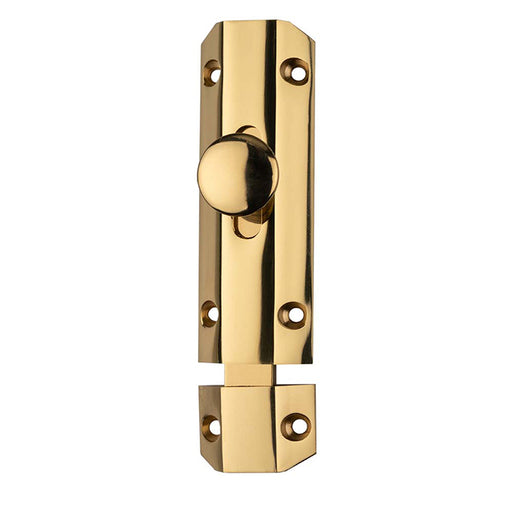 102 X 36Mm Surface Bolt C/W Keep Flat & Angled Mortice Keeps - Polished Brass 102mm