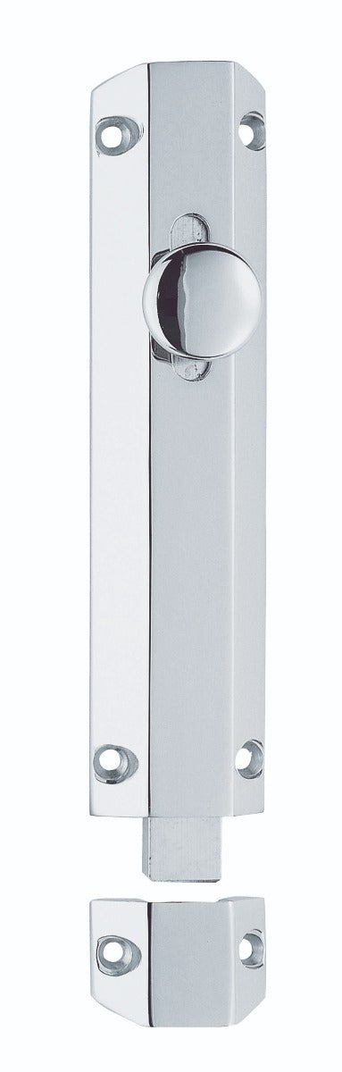 152 X 36Mm Surface Bolt C/W Keep Flat & Angled Mortice Keeps - Polished Chrome 150MM
