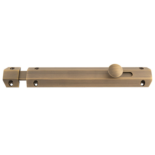 203 X 36Mm Surface Bolt C/W Keep Flat & Angled Mortice Keeps - Satin Brass