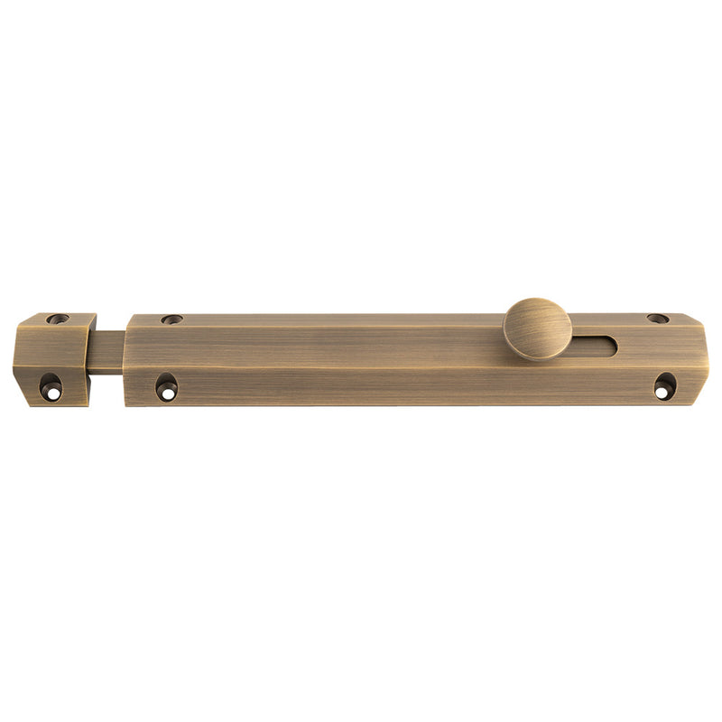 203 X 36Mm Surface Bolt C/W Keep Flat & Angled Mortice Keeps - Satin Brass
