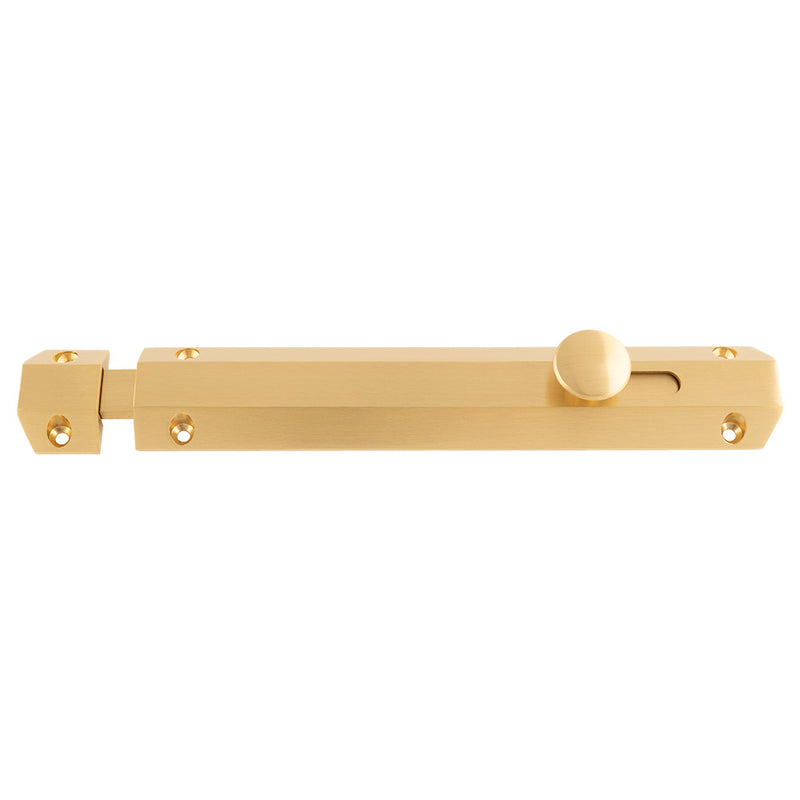 203 X 36Mm Surface Bolt C/W Keep Flat & Angled Mortice Keeps - Satin Brass