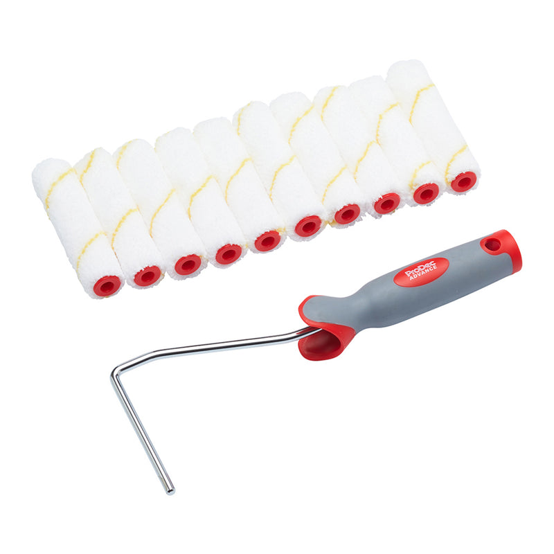 ProDec Advance 11pc Short Pile Microfibre 4" Mini Rollers & Frame
