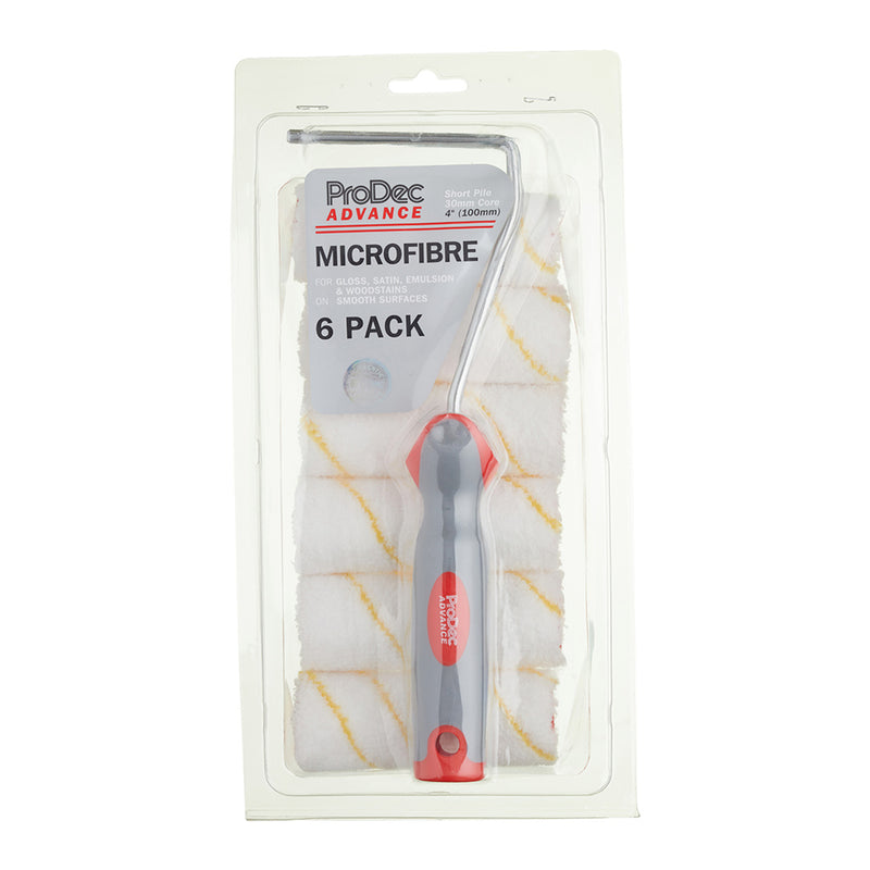 ProDec Advance 7pc Jumbo Core Short Pile Microfibre 4" Mini Rollers & Frame