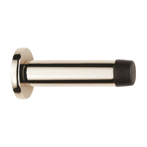 Wall Mounted Cylinder Doorstop With Rose - Polished Nickel 71MM