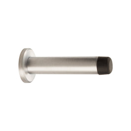 Wall Mounted Cylinder Doorstop With Rose - Satin Chrome