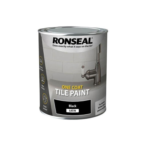 Ronseal One Coat Tile Paint Black Satin 750ml Ronseal - RockBottom Nothampton