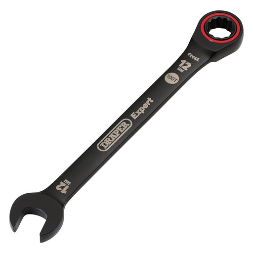 Draper Expert HI-TORQ Metric Ratchet Combination Spanner, 12mm, Black Draper - Town Tools