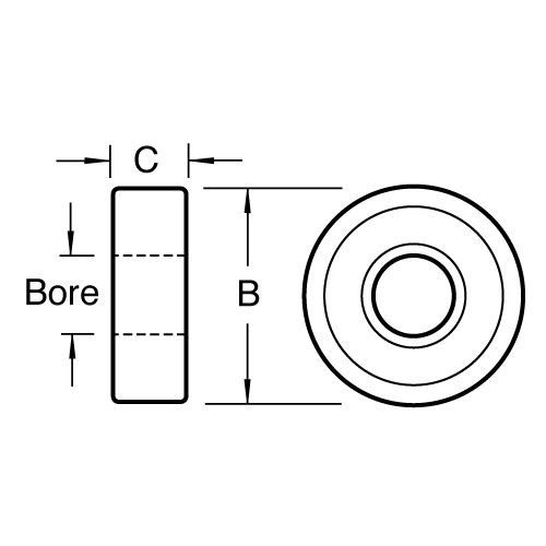 TR/B19C - Bearing 3/4" diameter 1/2" bore