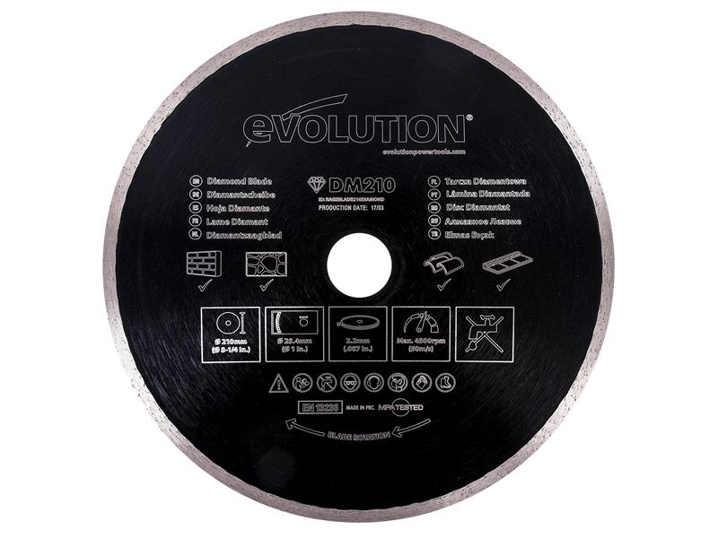 Evolution - Diamond Blade, Continuous Rim 210 x 25.4mm