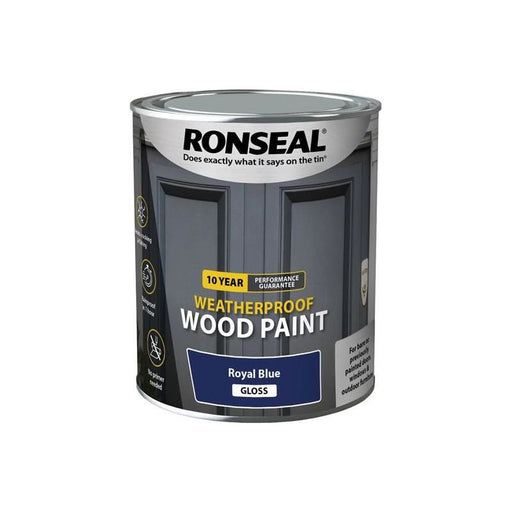 Ronseal 10 Year Weatherproof Wood Paint Royal Blue Gloss 750ml Ronseal - RockBottom Nothampton