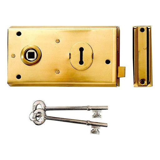 Yale Locks P401 Rim Lock Polished Brass Finish 138 x 76mm Visi Yale Locks - RockBottom Northampton