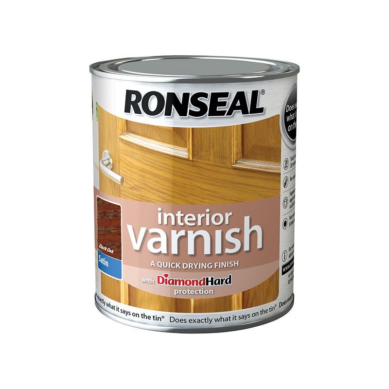 Ronseal Interior Varnish Quick Dry Satin Dark Oak 750ml Ronseal - RockBottom Nothampton