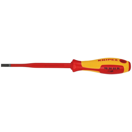 Draper Knipex 98 20 55 SL VDE Insulated Slotted Screwdriver, 5.5 x 100mm - Slim Draper - Town Tools