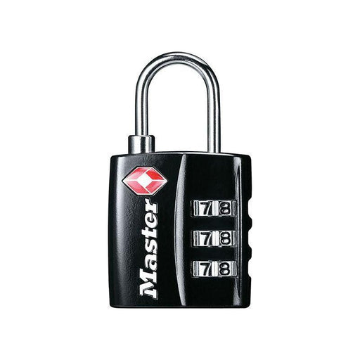 Master Lock TSA 3-Digit Combination Black Finish 30mm Padlock Master Lock - RockBottom Northampton