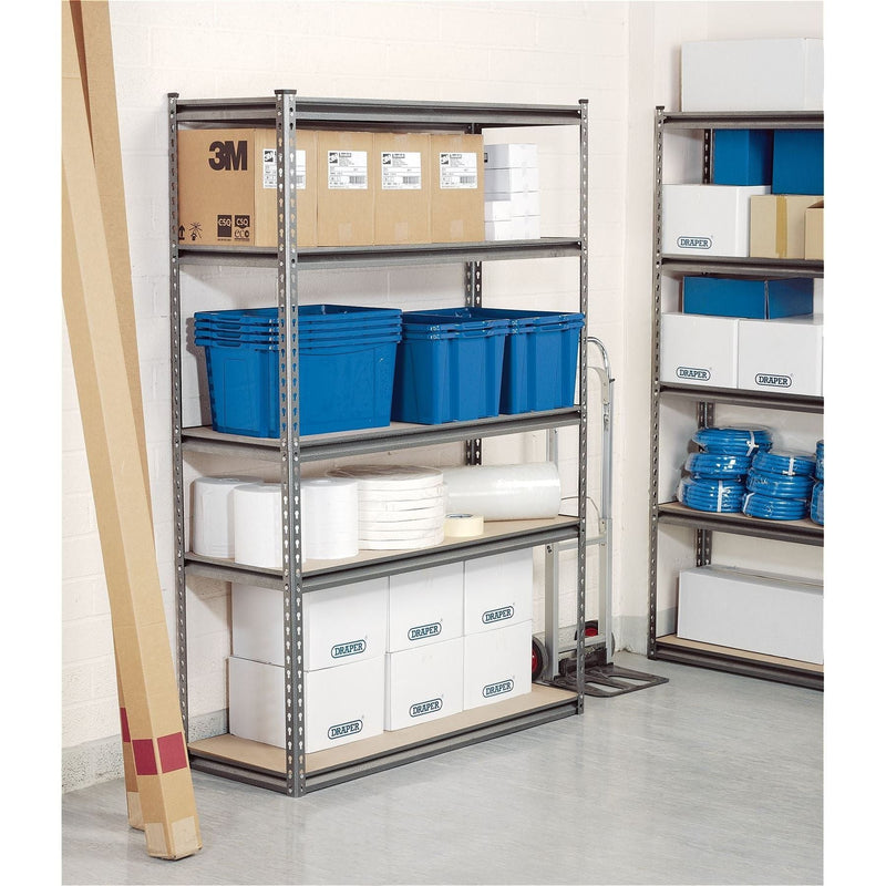 Draper Heavy Duty Steel Shelving Unit, 5 Shelves, L1220 x W450 x H1830mm 21663 Draper - Town Tools 