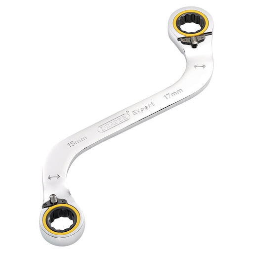 Draper Expert HI-TORQ Double Ring Ratchet S-Shape Spanner, 15 x 17mm Draper - Town Tools