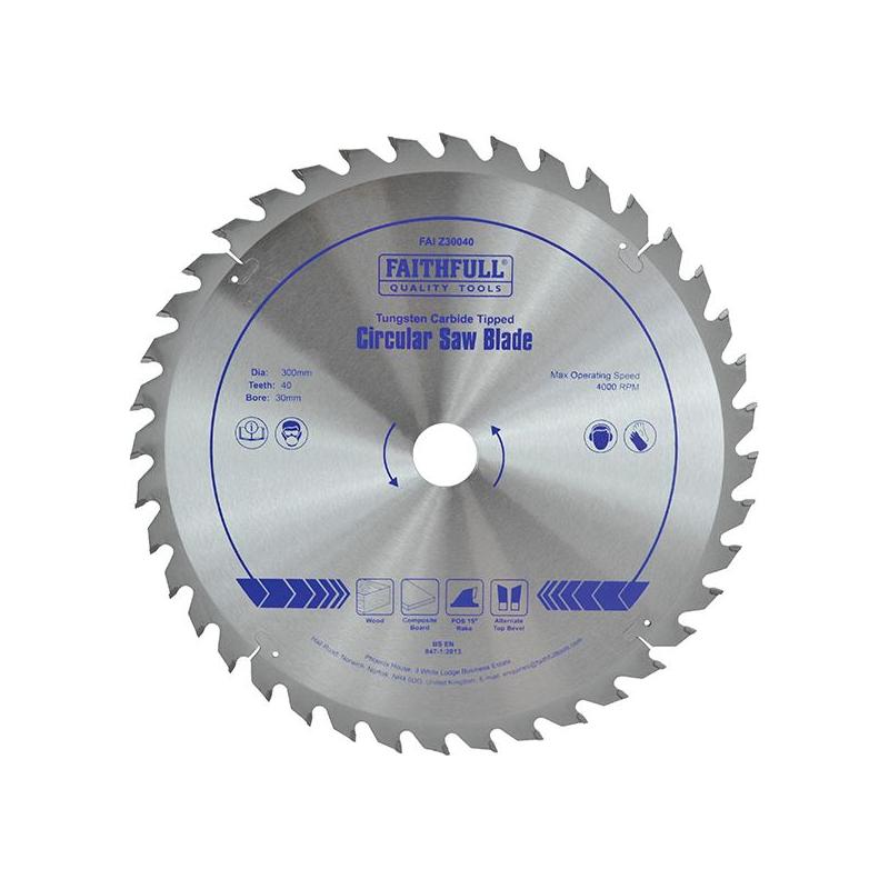 Faithfull TCT Circular Saw Blade 300 x 30mm x 40T POS Faithfull - RockBottom Northampton