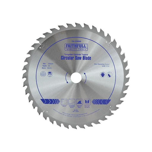 Faithfull TCT Circular Saw Blade 300 x 30mm x 40T POS Faithfull - RockBottom Northampton