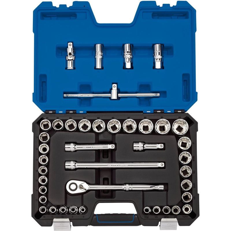 Draper Expert MM/AF Combined Socket Set, 1/2" Sq. Dr., Blue (41 Piece) Draper - Town Tools 