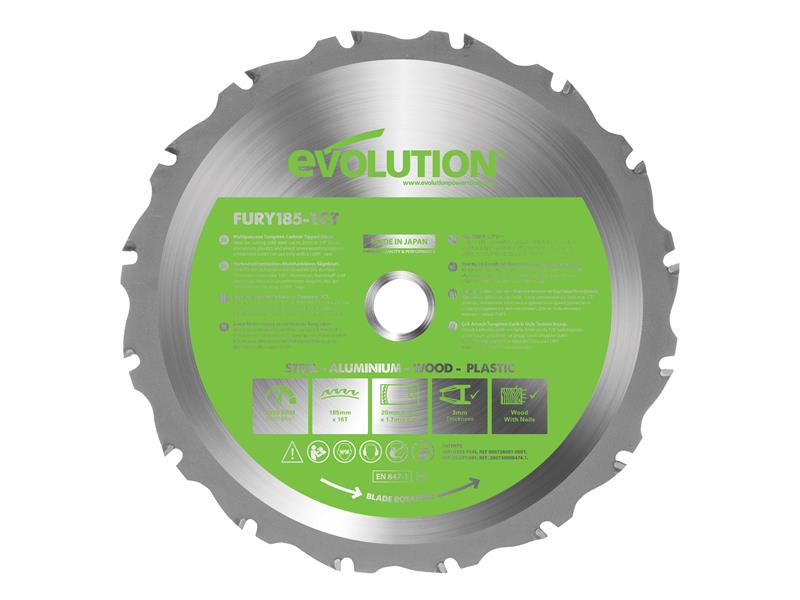Evolution - FURY® Multi-Purpose TCT Circular Saw Blade 185 x 20mm x 16T