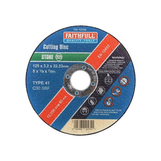Faithfull Stone Cut Off Disc 125 x 3.2 x 22.23mm Faithfull - RockBottom Northampton