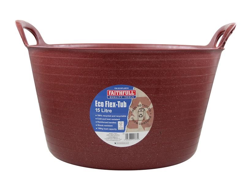 Faithfull Eco Flex Tub 15 litre - Recycled Red Faithfull - RockBottom Northampton
