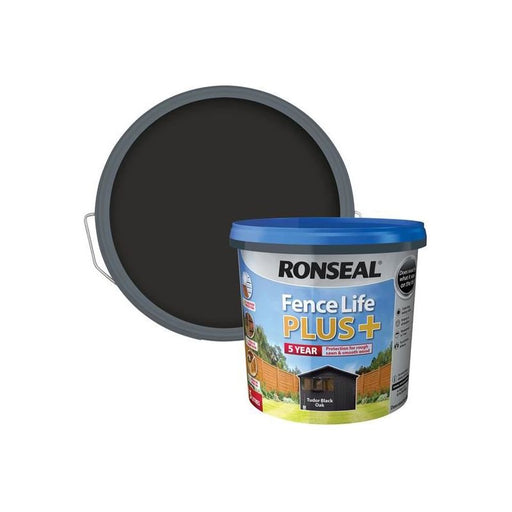 Ronseal Fence Life Plus+ Tudor Black Oak 5 litre Ronseal - RockBottom Nothampton