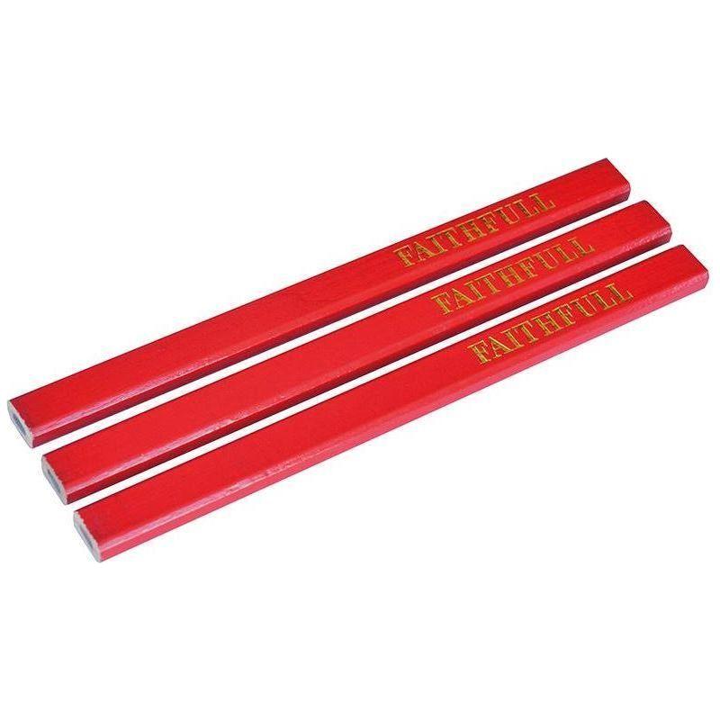 Faithfull Carpenter's Pencils - Red / Medium (Pack 3) Faithfull - RockBottom Northampton