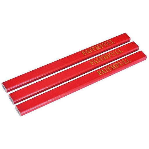 Faithfull Carpenter's Pencils - Red / Medium (Pack 3) Faithfull - RockBottom Northampton