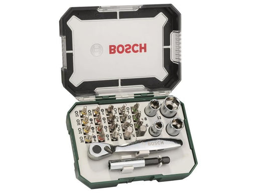 Bosch Powertool Accessories Screwdriver Bit and Ratchet Set, 26 Piece Bosch Powertool Accessories - RockBottom Northampton