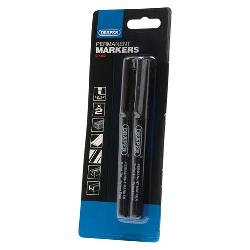 Draper Marker Pens, Black (Pack of 2) 20942 Draper - Town Tools 