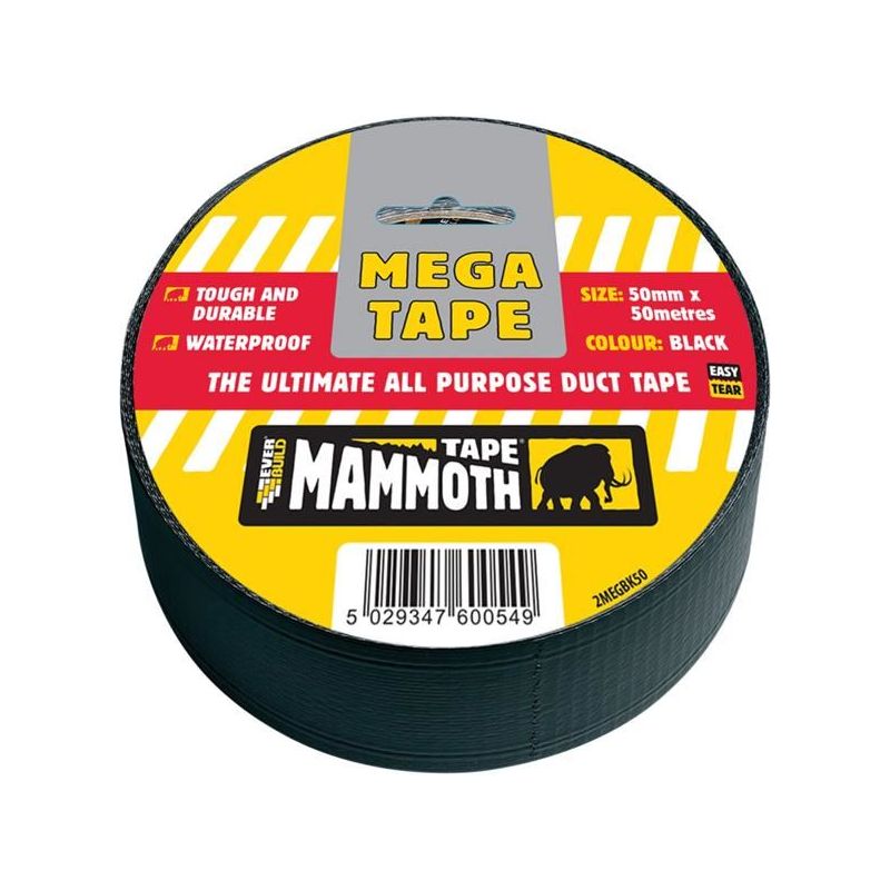 Everbuild Sika Mega All Purpose Tape 50mm Black Everbuild Sika - RockBottom Northamptin