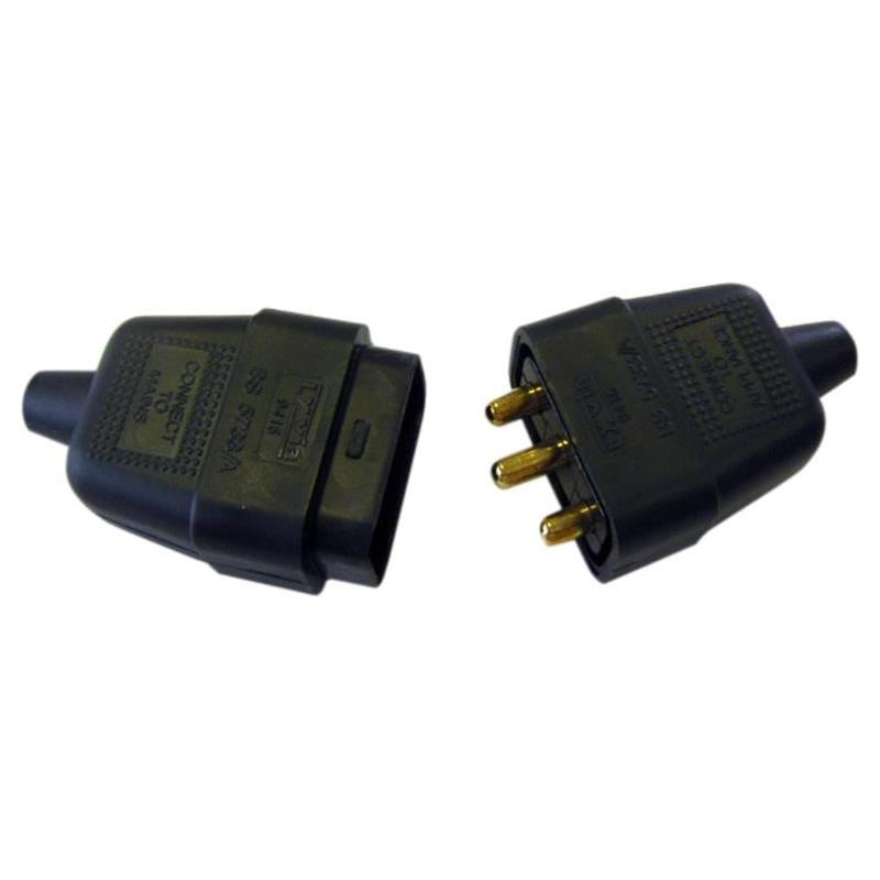 Dencon 3 Pin Rubber Connector Plug 10A Black Dencon - RockBottom Northampton