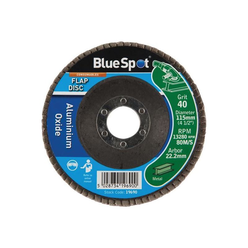 Bluespot Tools Sanding Flap Disc 115mm 40 Grit BlueSpot Tools - RockBottom Northampton