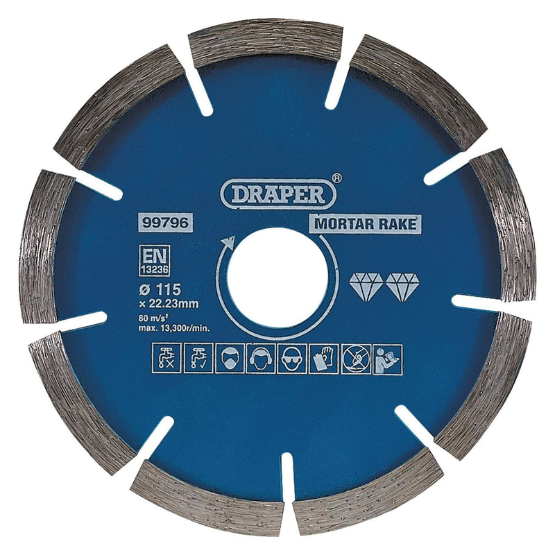 Draper Mortar Raking Diamond Blade, 115mm 99796 Draper - Town Tools 