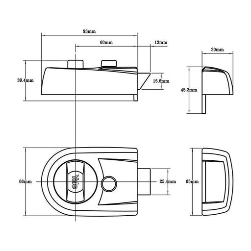 Yale Locks Y3 Nightlatch Modern 60mm Backset Black Finish Visi Yale Locks - RockBottom Northampton