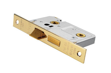 64Mm Bathroom Lock - 5Mm Follower - 57Mm C/C - Square - Retail Pack - Electro Brassed