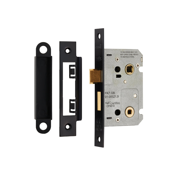 64Mm Bathroom Lock - 5Mm Follower - 57Mm C/C - Square - Retail Pack - Matt Black
